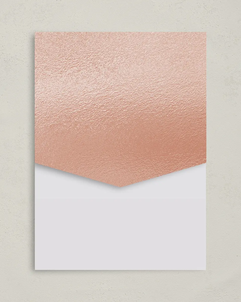 This is a 5¼" x 7¼" Folded Pocket Wedding Invitation called Luster Opulence printed in full color on Premium Smooth paper