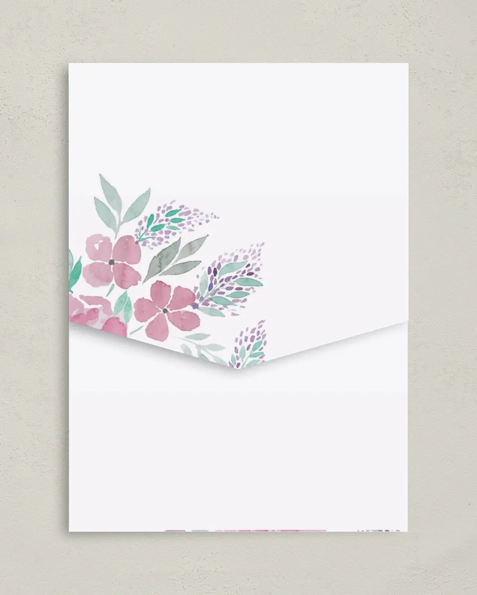 This is a 5¼" x 7¼" Folded Pocket Wedding Invitation called Antique Splendor printed in full color on Premium Smooth paper