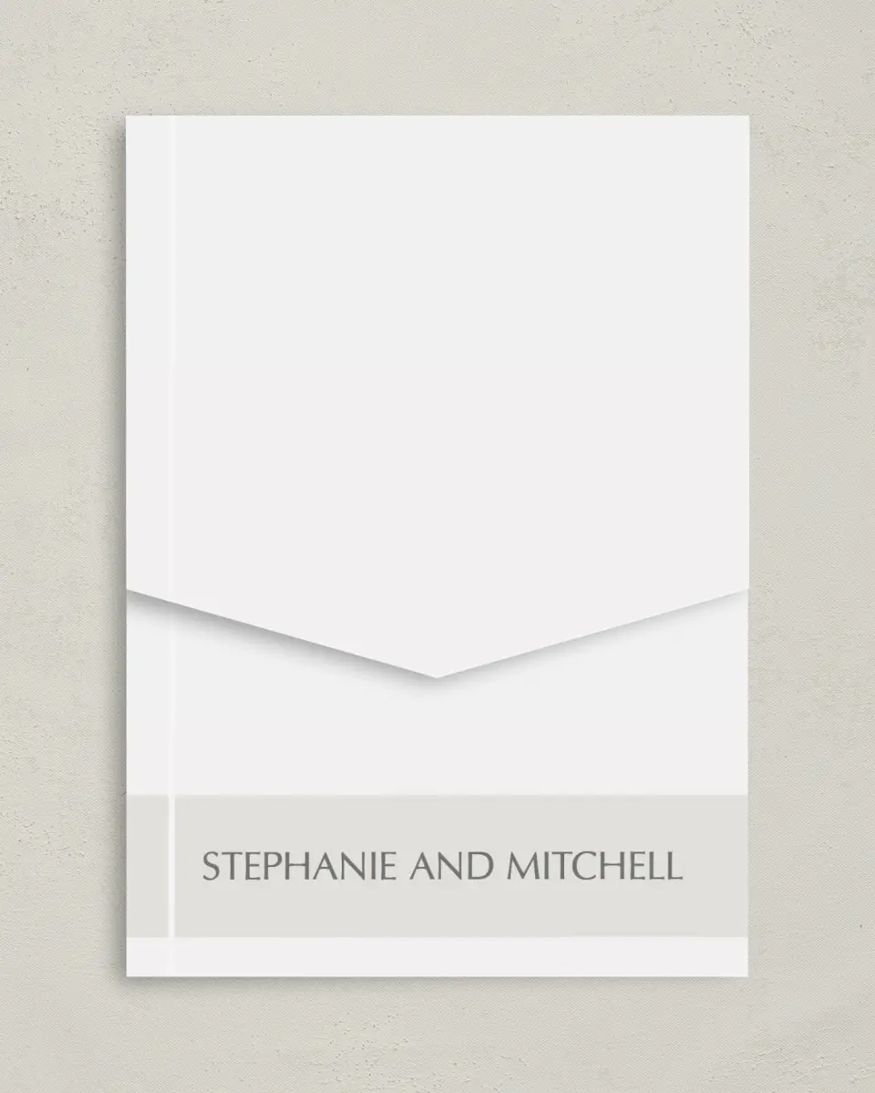 This is a 5¼" x 7¼" Folded Pocket Wedding Invitation called Exquisitely Simple printed in full color on Premium Smooth paper