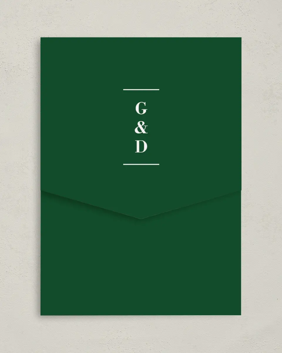 This is a 5¼" x 7¼" Folded Pocket Wedding Invitation called Graceful Frame printed in full color on Premium Smooth paper