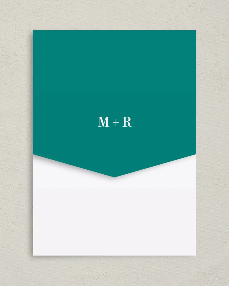 This is a 5¼" x 7¼" Folded Pocket Wedding Invitation called Sweet Eternity printed in full color on Premium Smooth paper