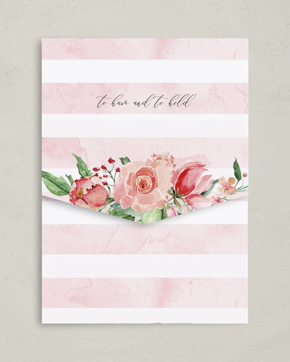 This is a 5¼" x 7¼" Folded Pocket Wedding Invitation called Enchanted Crown printed in full color on Premium Smooth paper