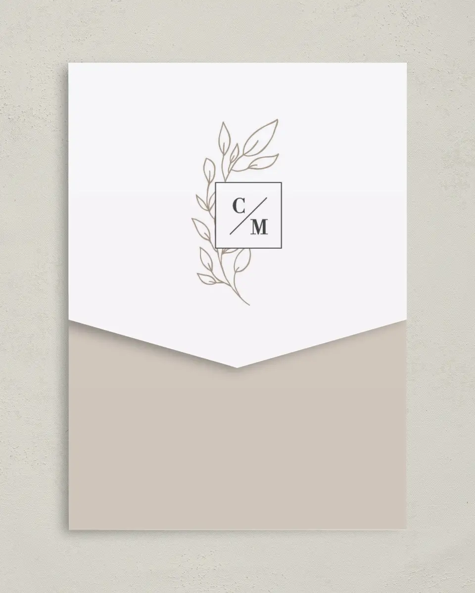 This is a 5¼" x 7¼" Folded Pocket Wedding Invitation called Delicate Splendor printed in full color on Premium Smooth paper