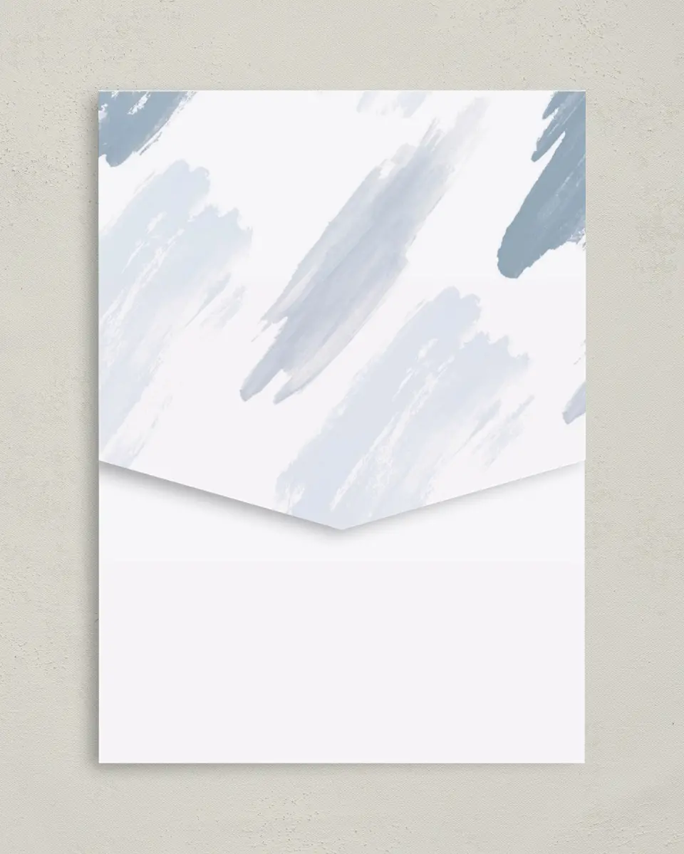 This is a 5¼" x 7¼" Folded Pocket Wedding Invitation called Ethereal Swaths printed in full color on Premium Smooth paper