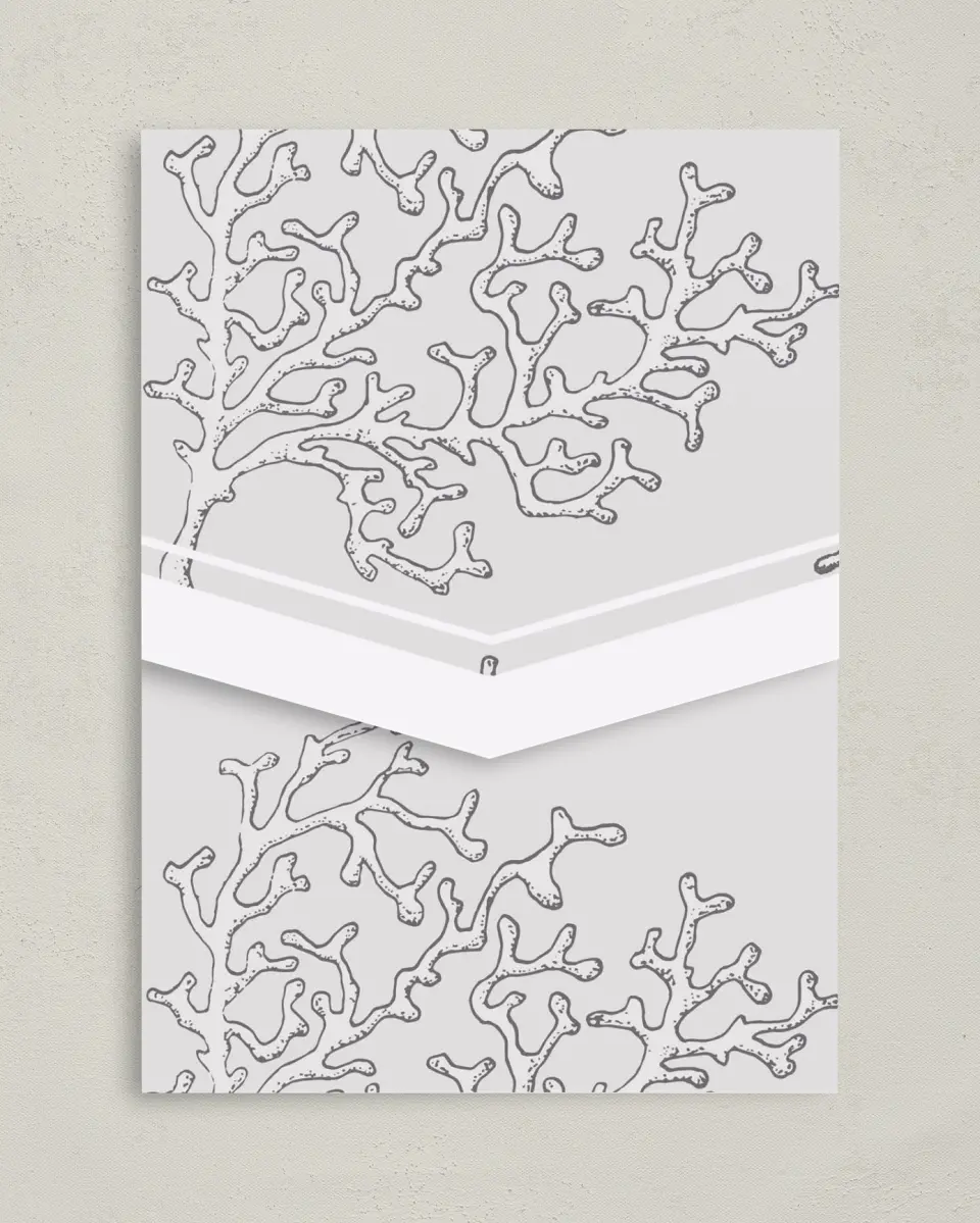 This is a 5¼" x 7¼" Folded Pocket Wedding Invitation called Maritime Bliss printed in full color on Premium Smooth paper
