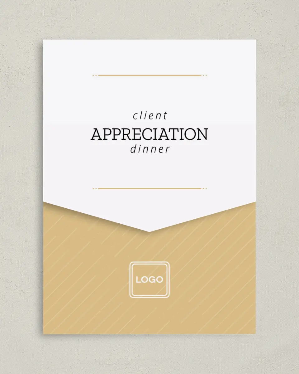 This is a 5¼" x 7¼" Folded Pocket Gala Invitation called Much Appreciated printed in full color on Premium Smooth paper