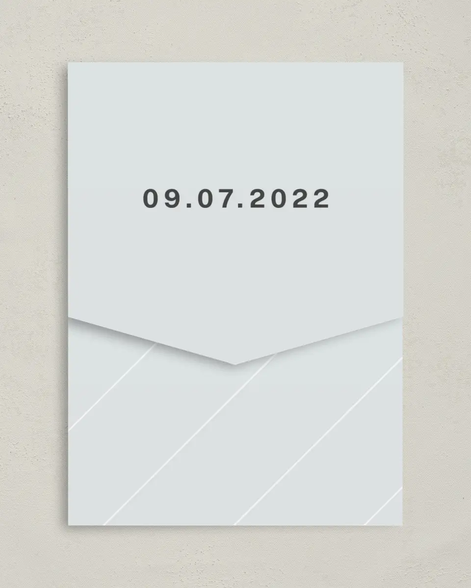 This is a 5¼" x 7¼" Folded Pocket Gala Invitation called On the Scene printed in full color on Premium Smooth paper