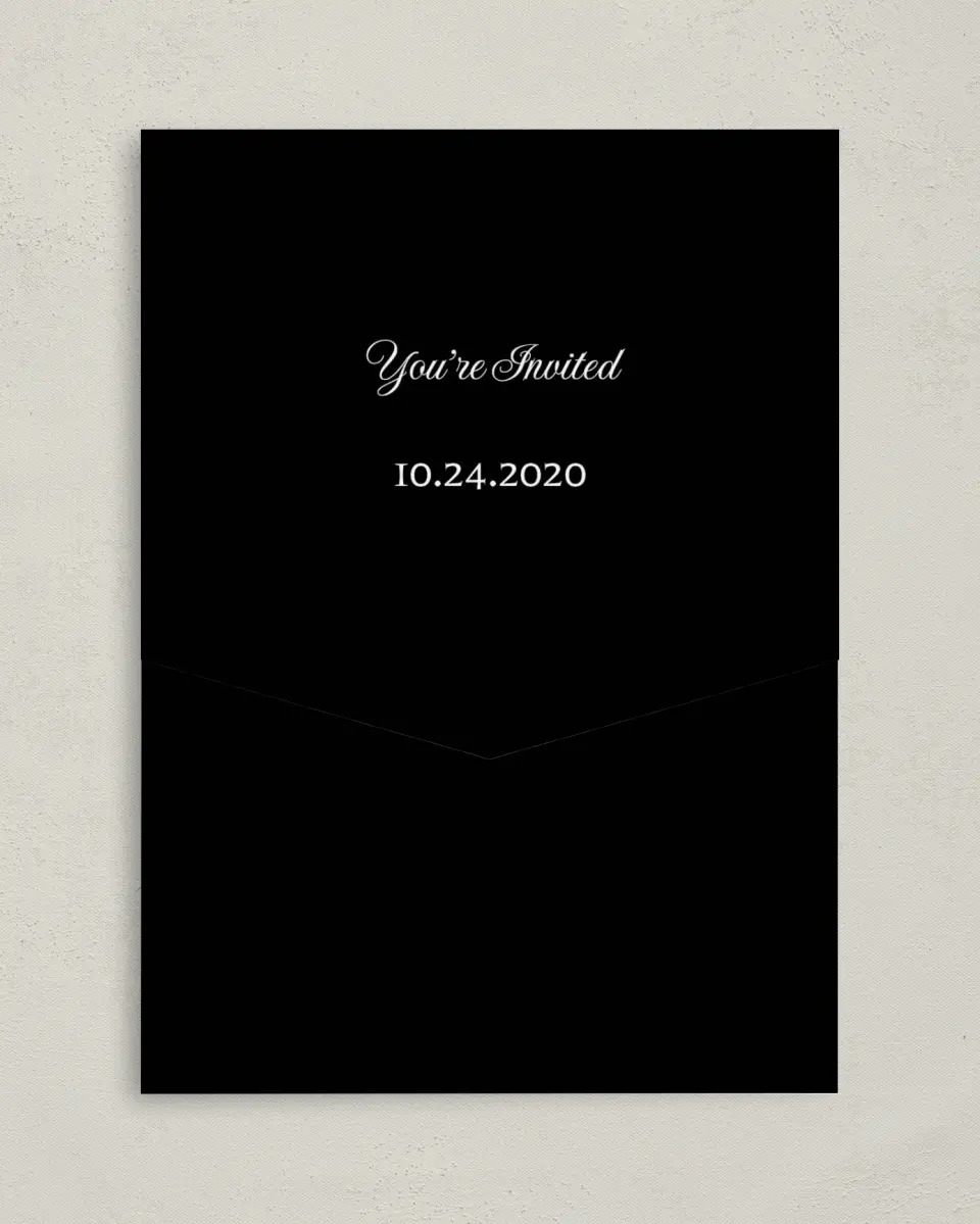 This is a 5¼" x 7¼" Folded Pocket Gala Invitation called Formally Framed printed in full color on Premium Smooth paper