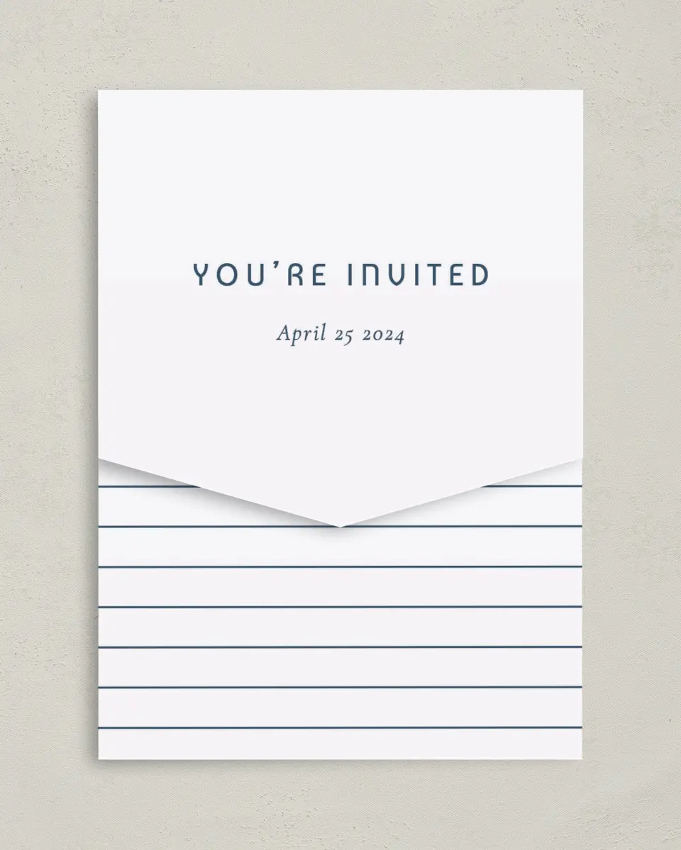 This is a 5¼" x 7¼" Folded Pocket Gala Invitation called Gracious Gala printed in full color on Premium Smooth paper