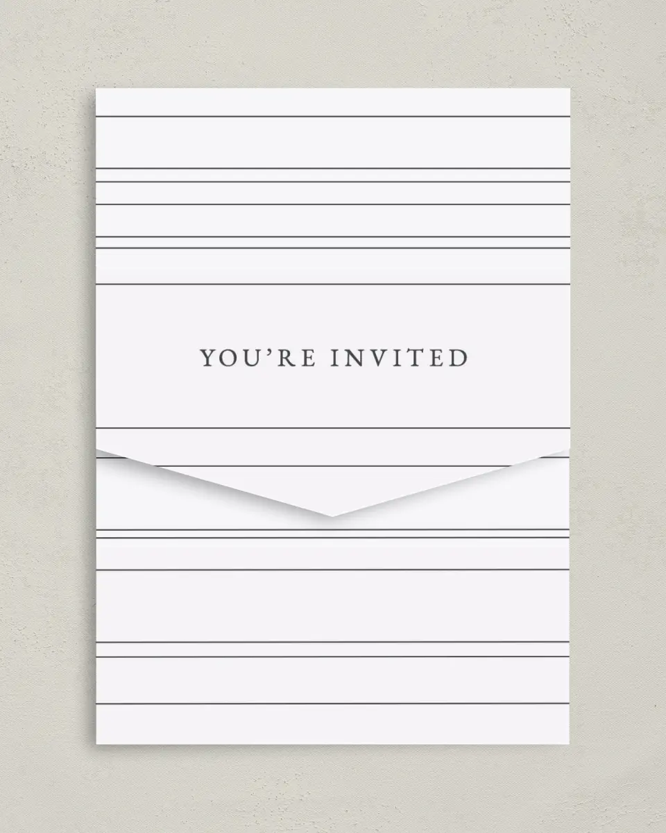 This is a 5¼" x 7¼" Folded Pocket Gala Invitation called Night to Remember printed in full color on Premium Smooth paper