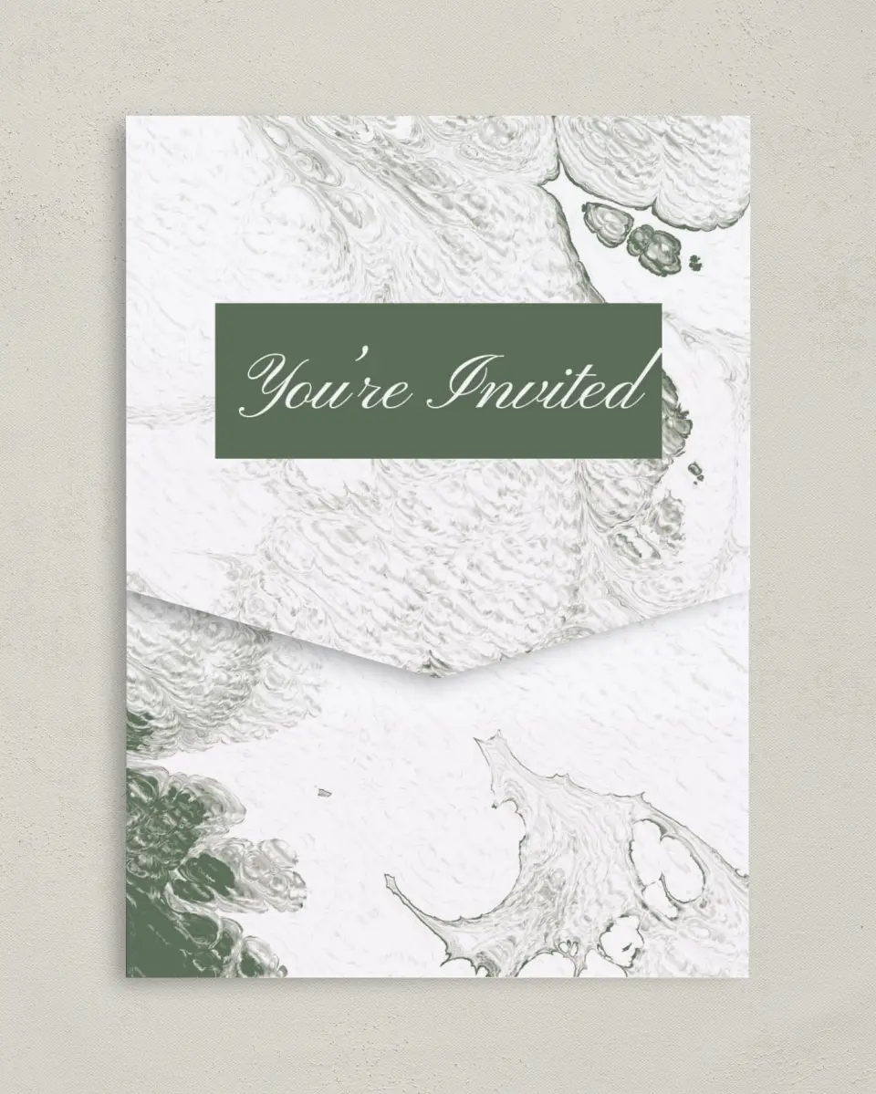 This is a 5¼" x 7¼" Folded Pocket Gala Invitation called Grand Occasion printed in full color on Premium Smooth paper