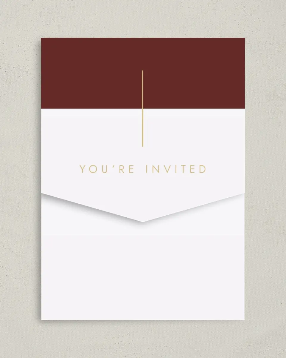 This is a 5¼" x 7¼" Folded Pocket Gala Invitation called Appreciation Event printed in full color on Premium Smooth paper