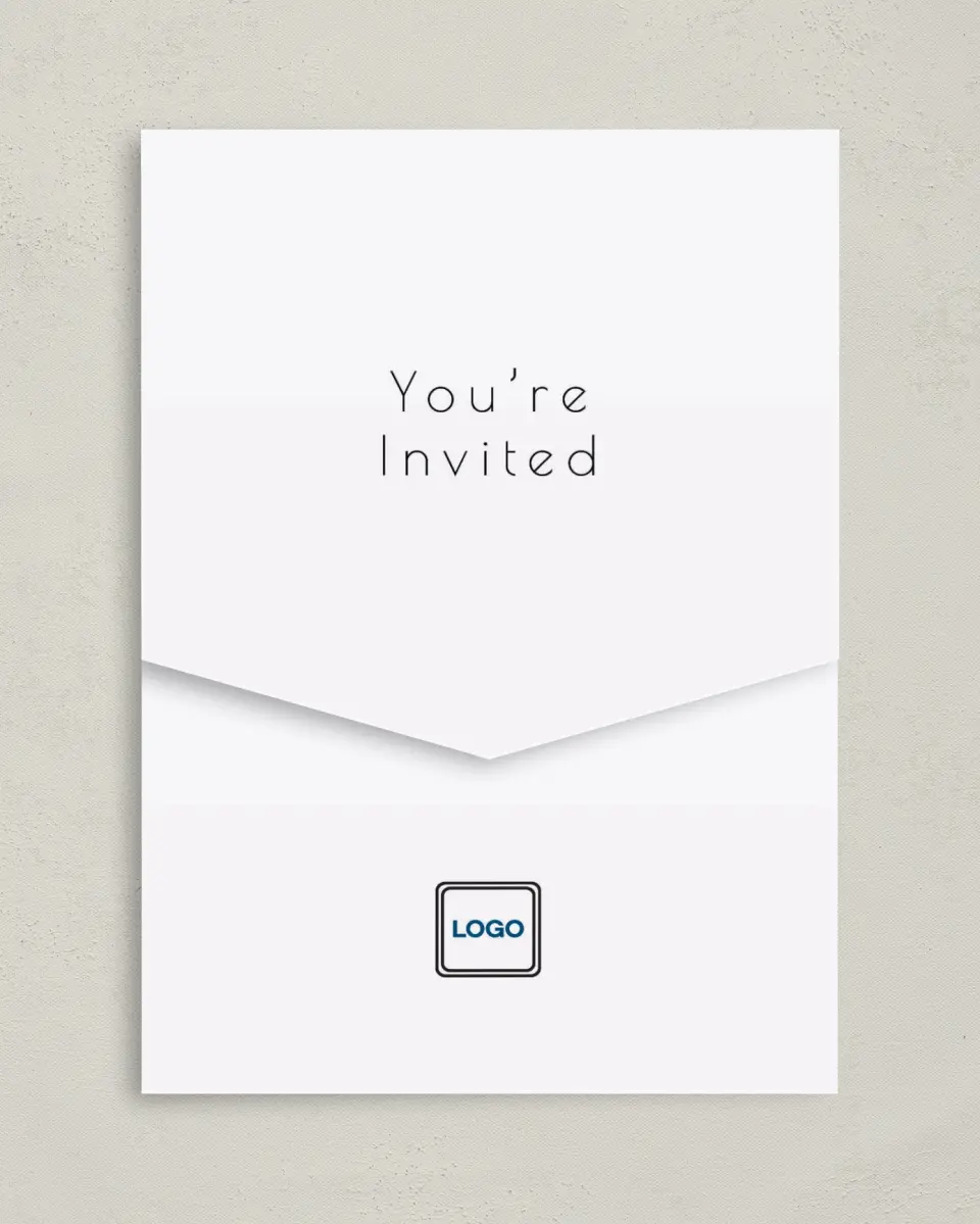 This is a 5¼" x 7¼" Folded Pocket Gala Invitation called Elegant Banquet printed in full color on Premium Smooth paper