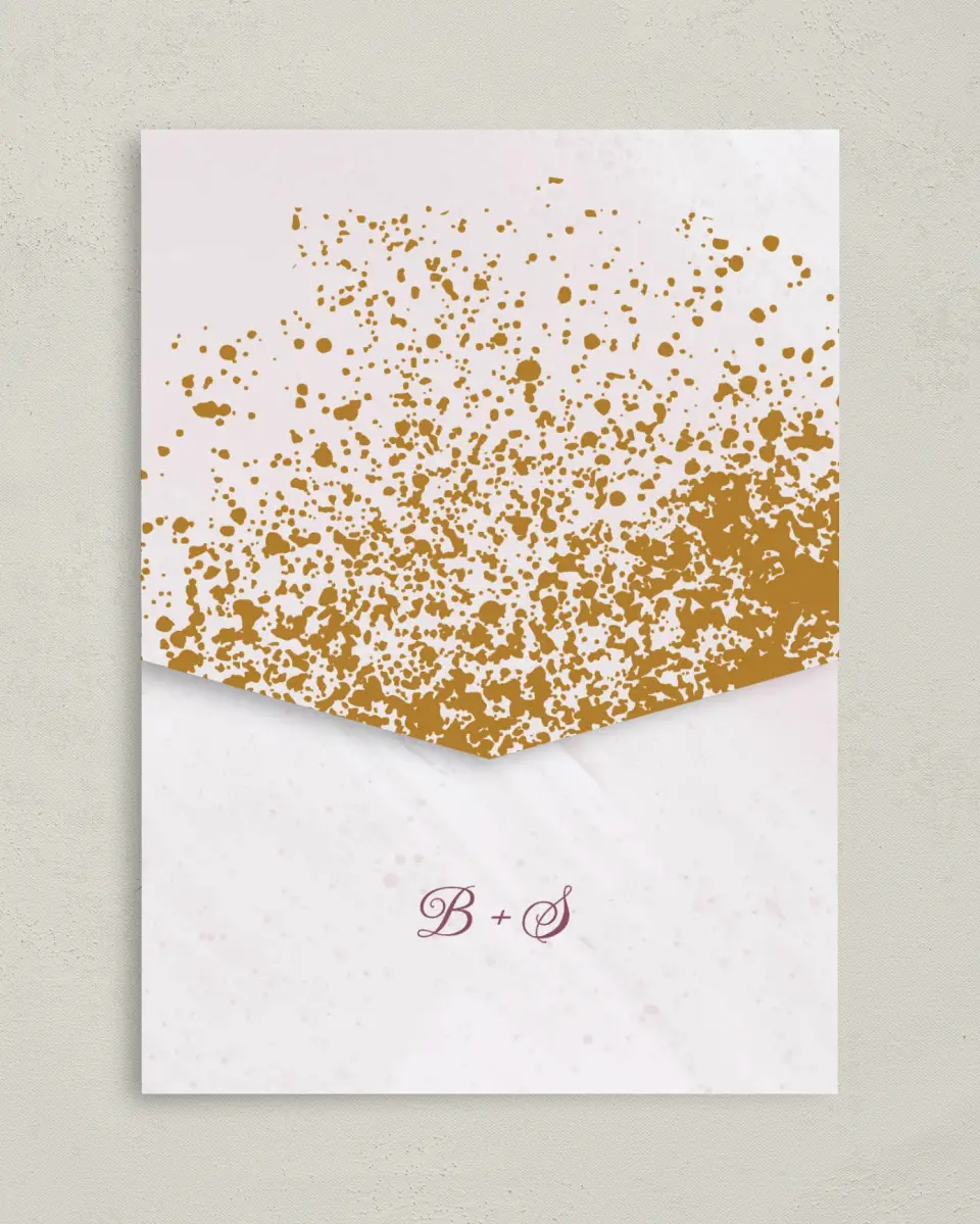 This is a 5¼" x 7¼" Folded Pocket Wedding Invitation called Tender Mist printed in full color on Premium Smooth paper