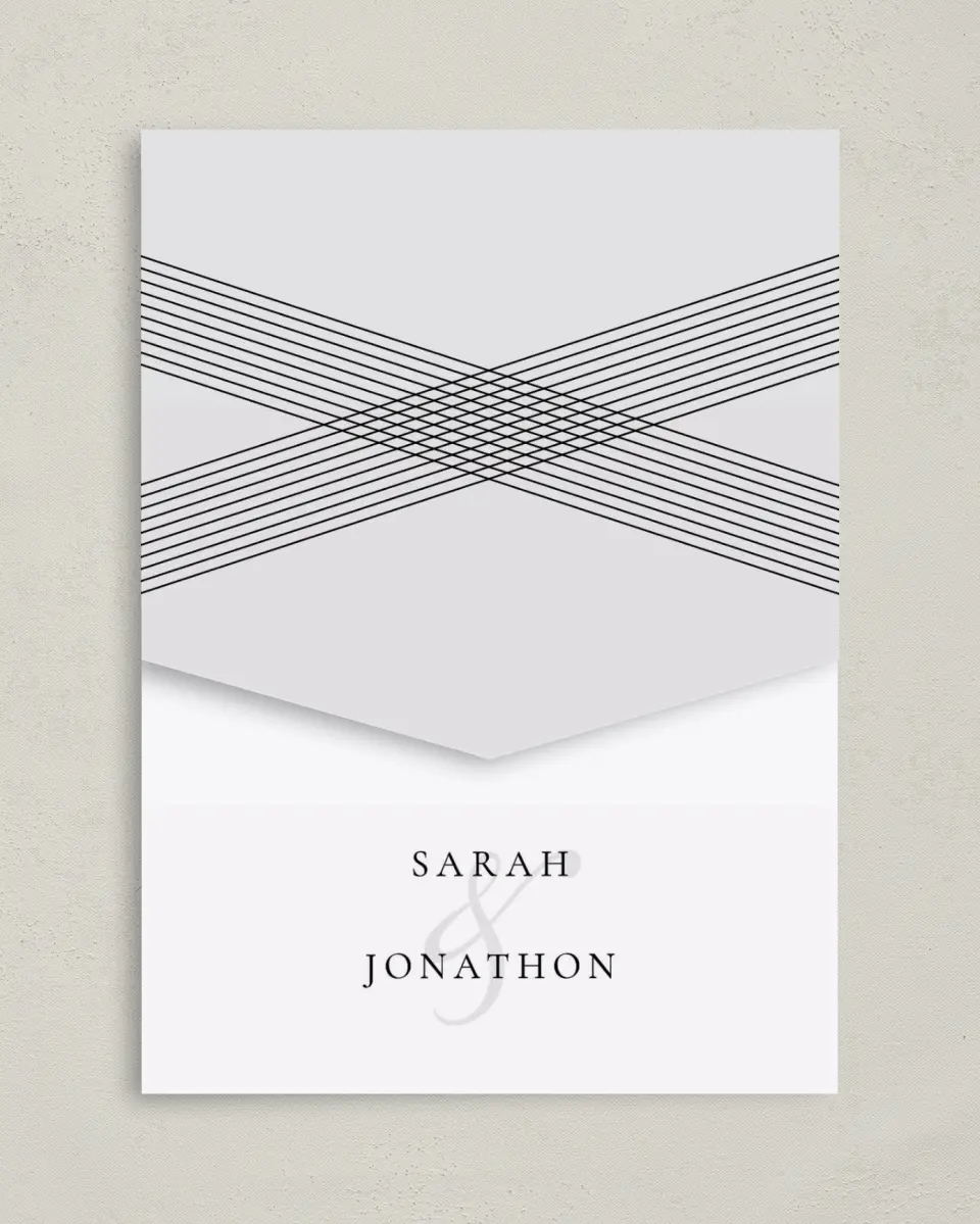 This is a 5¼" x 7¼" Folded Pocket Wedding Invitation called Dearest Lines printed in full color on Premium Smooth paper
