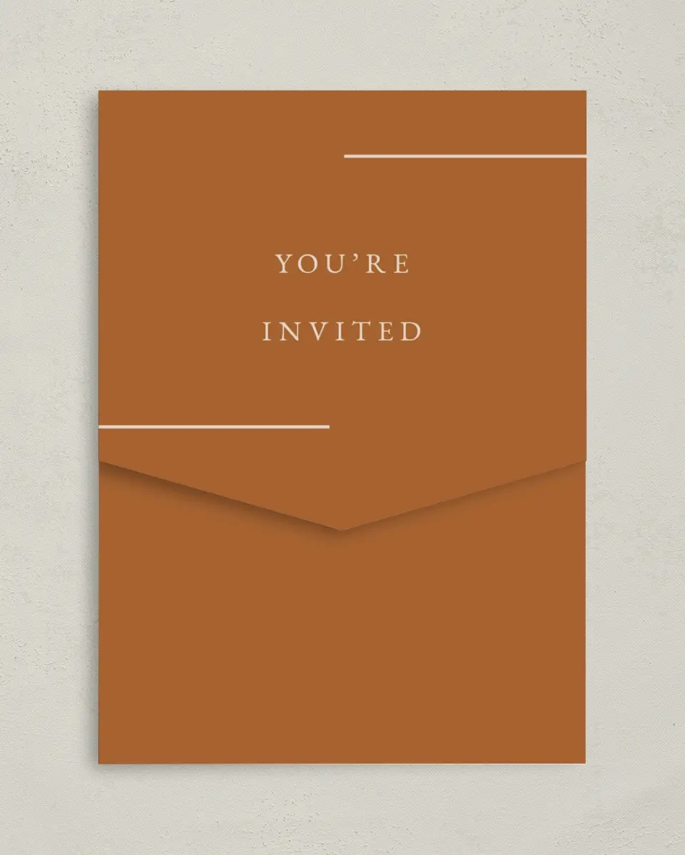 This is a 5¼" x 7¼" Folded Pocket Wedding Invitation called Adorable Duo printed in full color on Premium Smooth paper