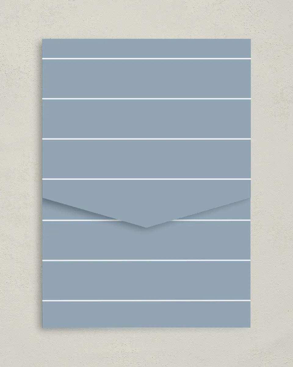 This is a 5¼" x 7¼" Folded Pocket Wedding Invitation called Simple Embrace printed in full color on Premium Smooth paper