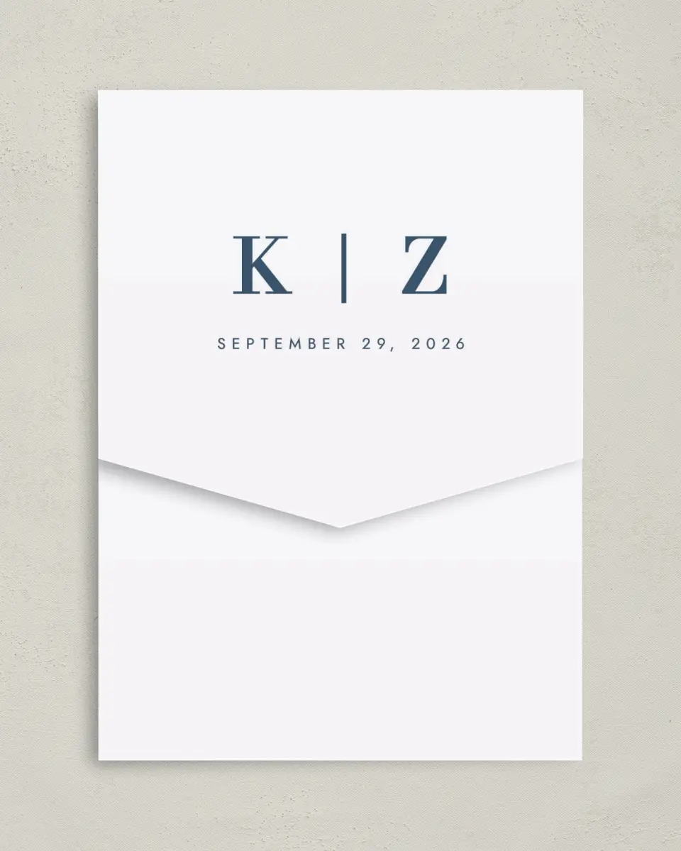 This is a 5¼" x 7¼" Folded Pocket Wedding Invitation called Perfect Picture printed in full color on Premium Smooth paper