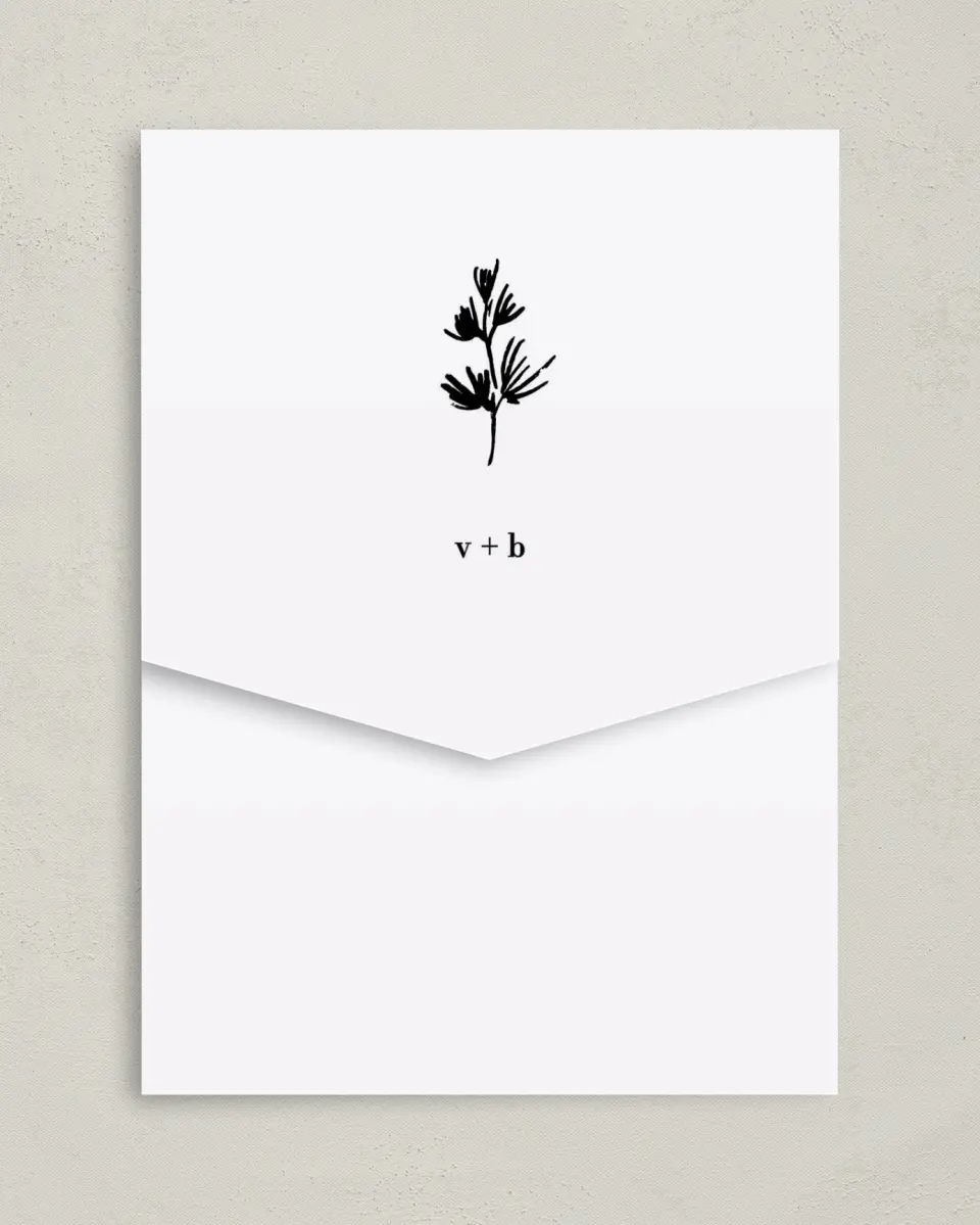 This is a 5¼" x 7¼" Folded Pocket Wedding Invitation called Stacked Squares printed in full color on Premium Smooth paper