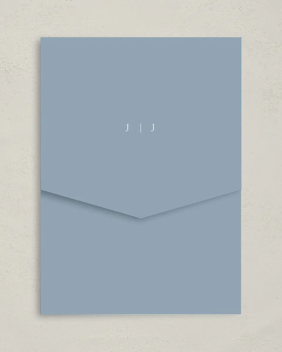 This is a 5¼" x 7¼" Folded Pocket Wedding Invitation called Floral Sketch printed in full color on Premium Smooth paper