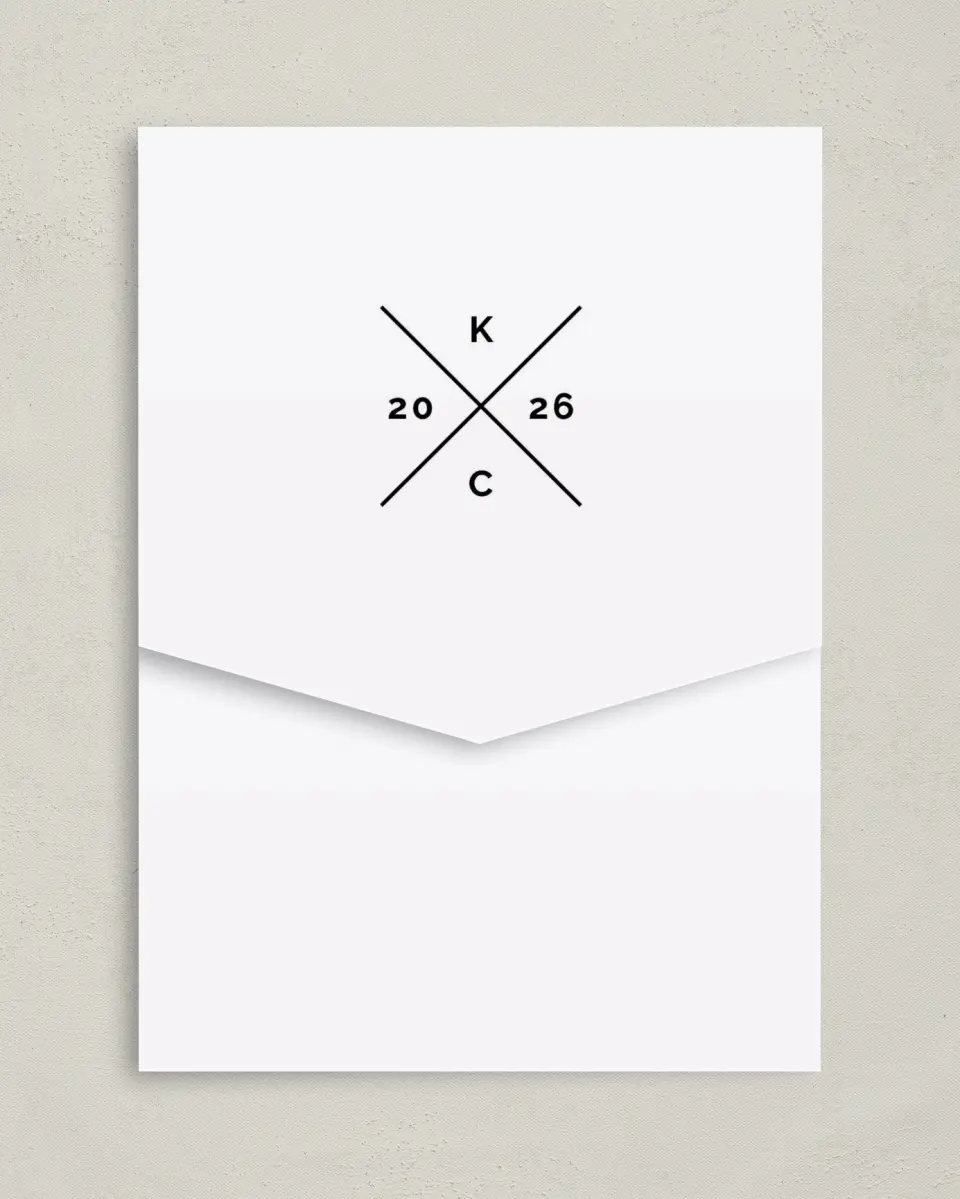 This is a 5¼" x 7¼" Folded Pocket Wedding Invitation called Mountain Romance printed in full color on Premium Smooth paper