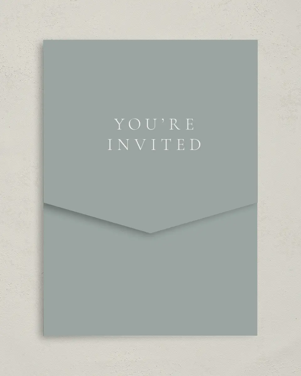 This is a 5¼" x 7¼" Folded Pocket Wedding Invitation called Majestic Love printed in full color on Premium Smooth paper