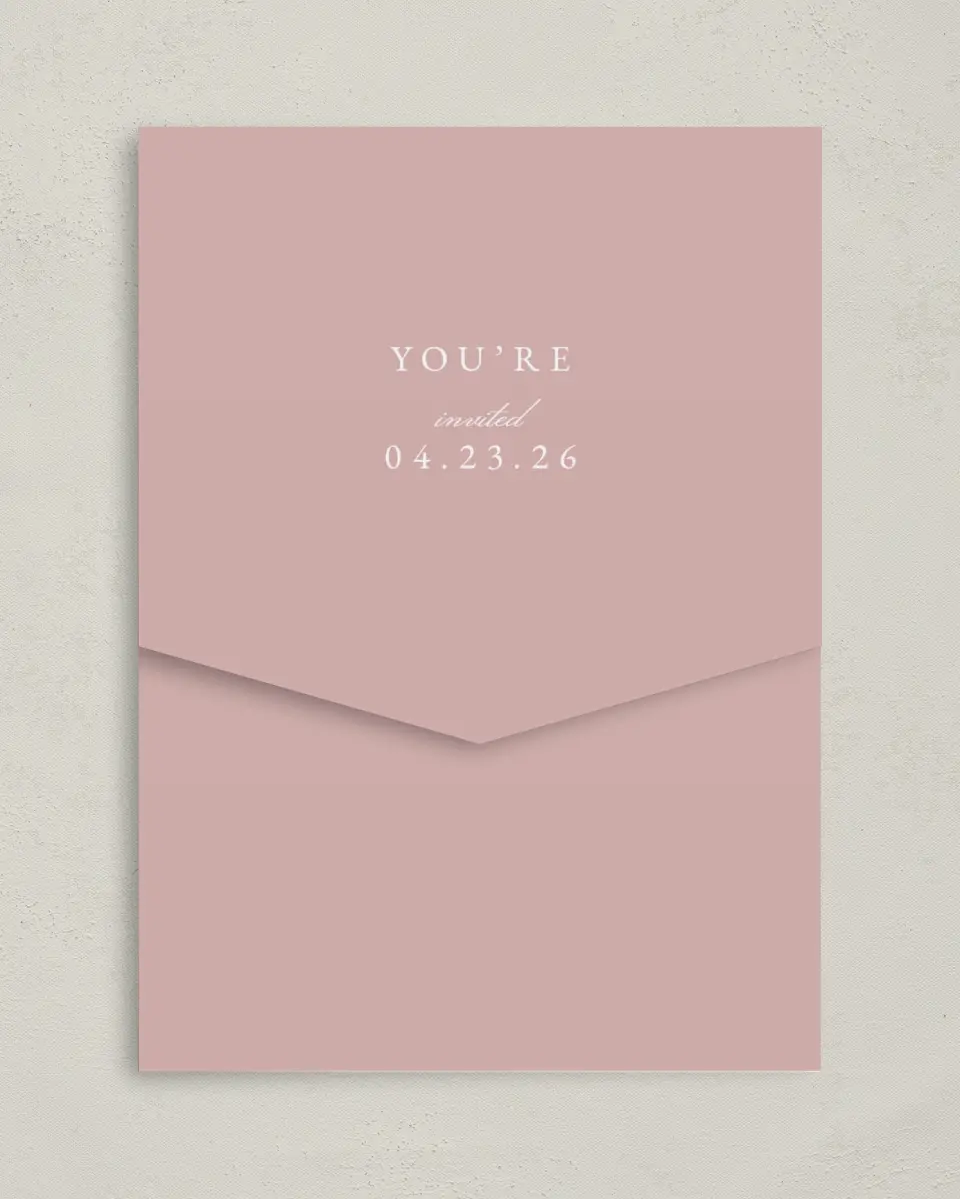 This is a 5¼" x 7¼" Folded Pocket Wedding Invitation called Sweet Floral printed in full color on Premium Smooth paper