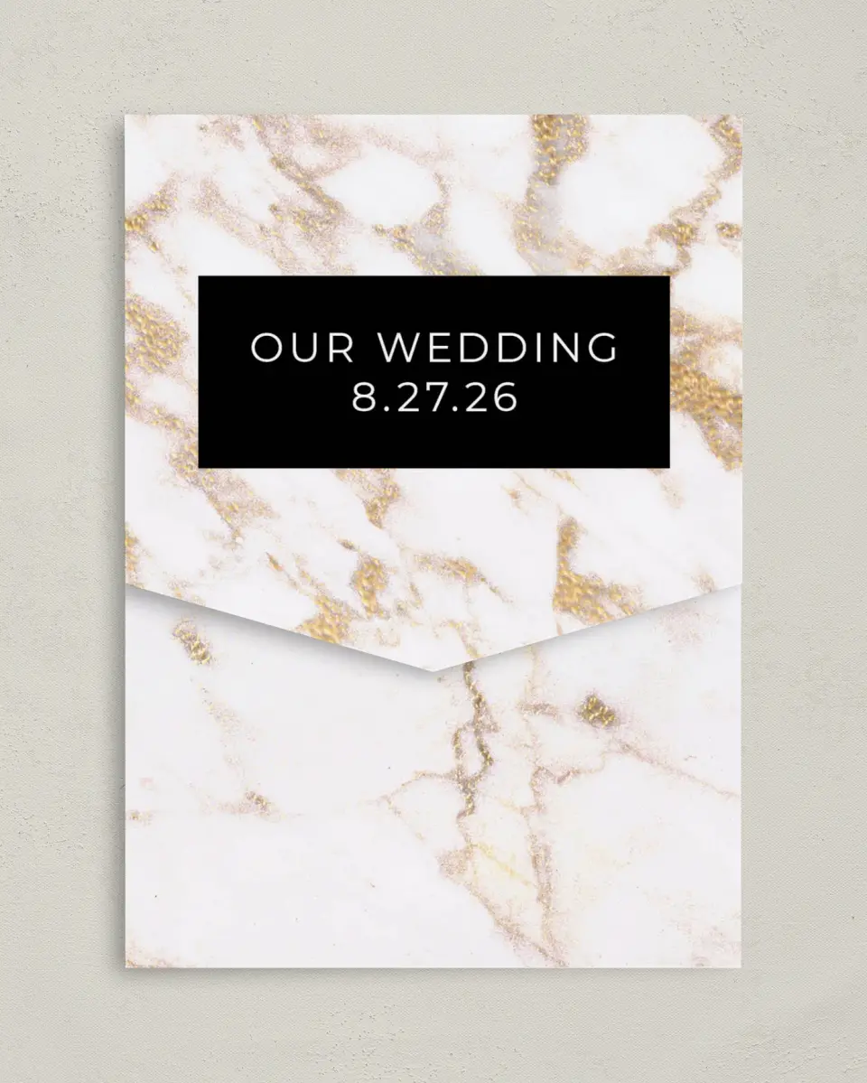 This is a 5¼" x 7¼" Folded Pocket Wedding Invitation called Classic Count printed in full color on Premium Smooth paper
