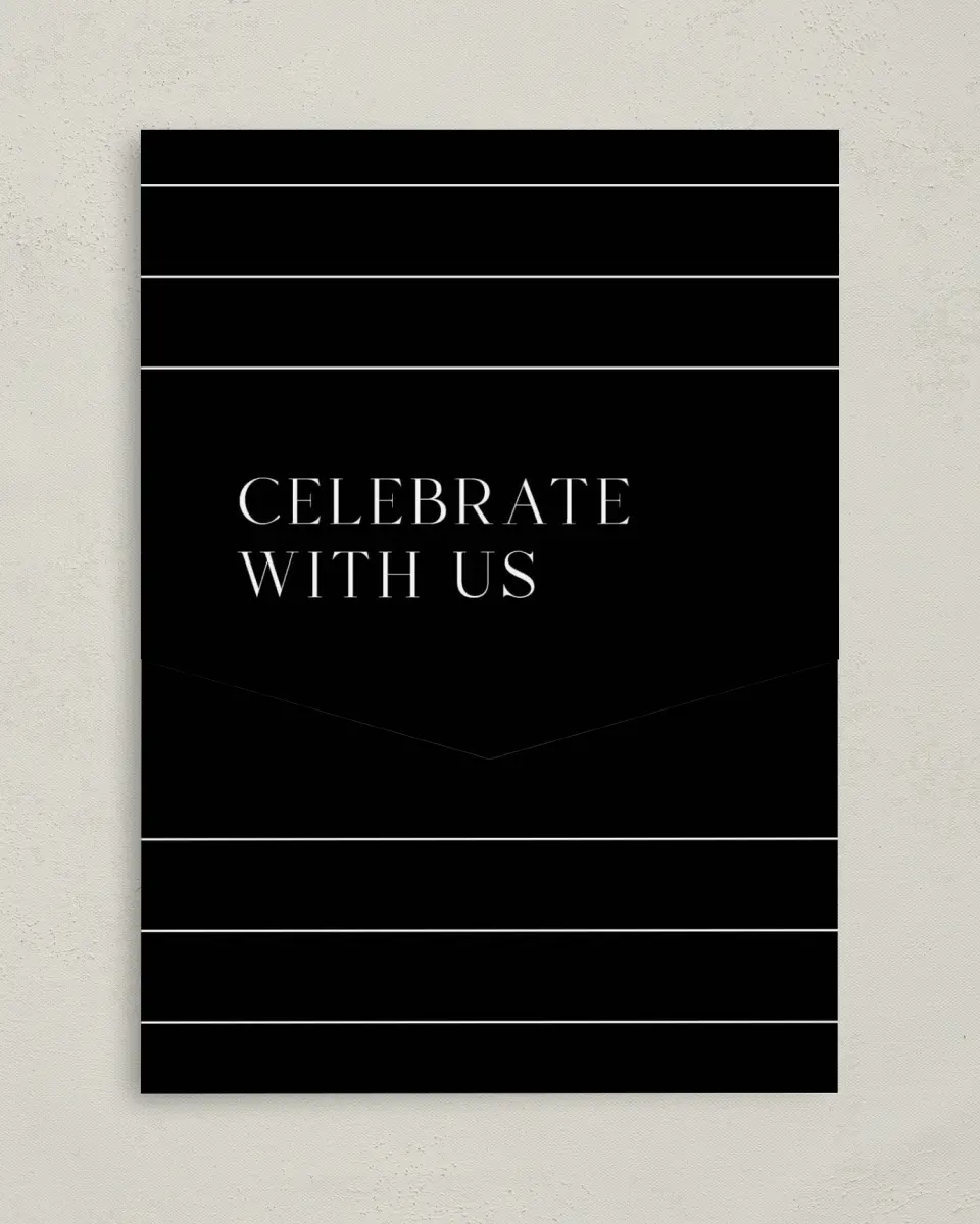 This is a 5¼" x 7¼" Folded Pocket Wedding Invitation called Spacious Idea printed in full color on Premium Smooth paper