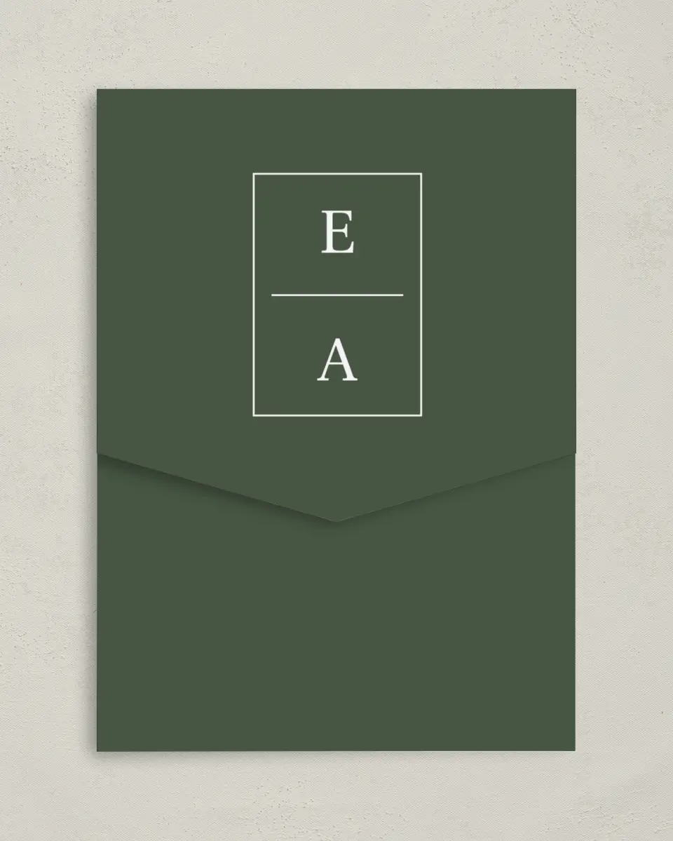 This is a 5¼" x 7¼" Folded Pocket Wedding Invitation called Magnificent Margin printed in full color on Premium Smooth paper