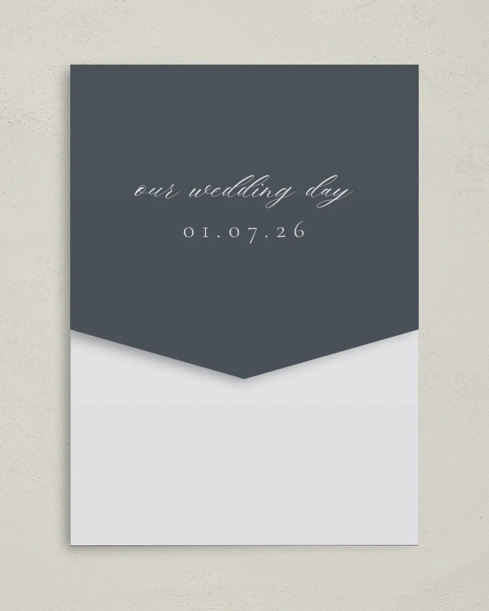 This is a 5¼" x 7¼" Folded Pocket Wedding Invitation called Subtle Wreath printed in full color on Premium Smooth paper
