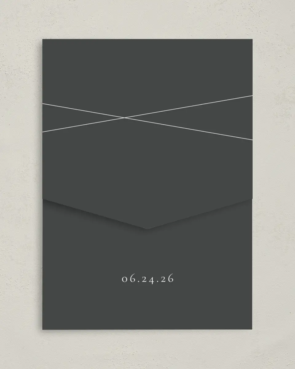 This is a 5¼" x 7¼" Folded Pocket Wedding Invitation called Distinct Lines printed in full color on Premium Smooth paper