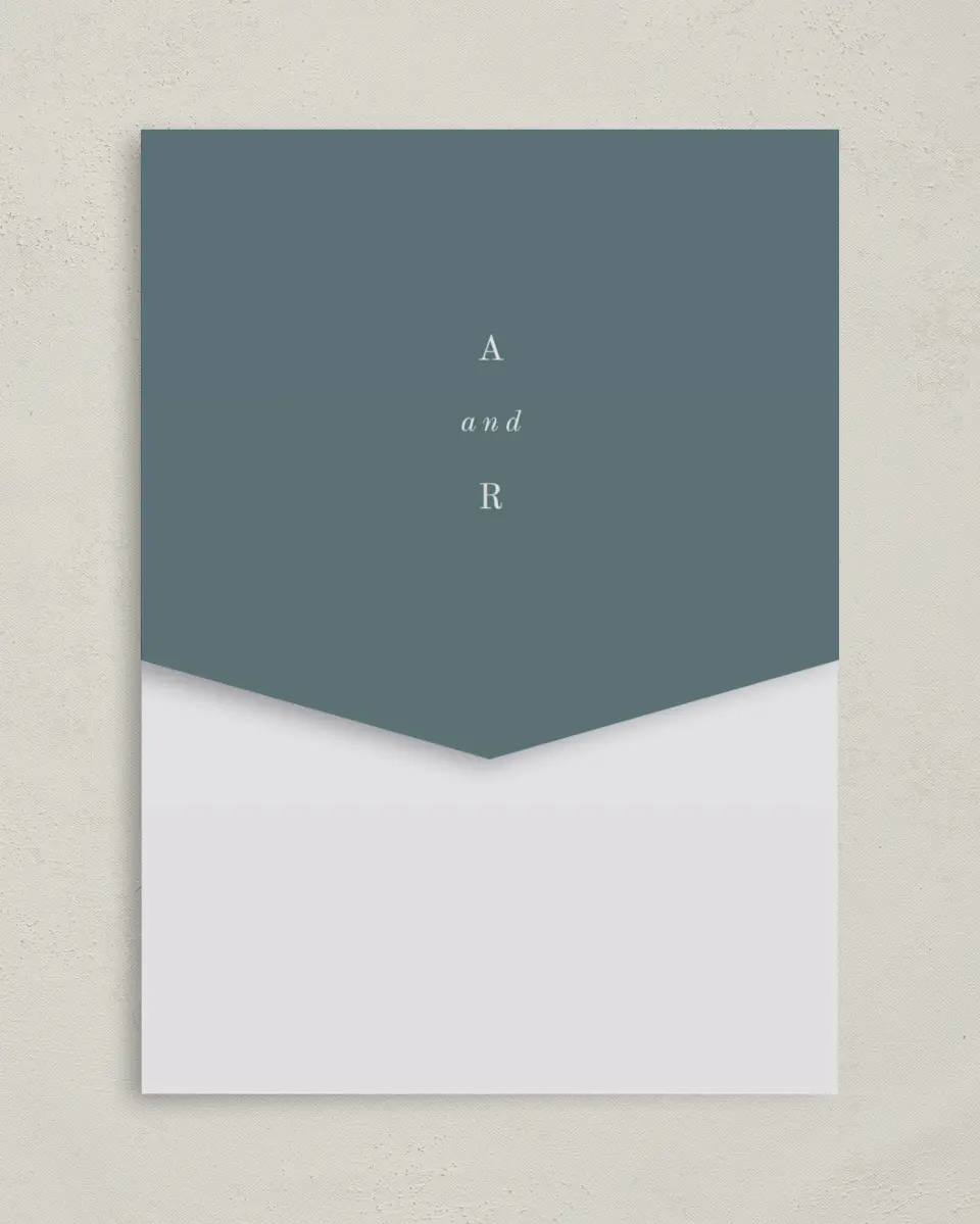 This is a 5¼" x 7¼" Folded Pocket Wedding Invitation called Growing Arc printed in full color on Premium Smooth paper