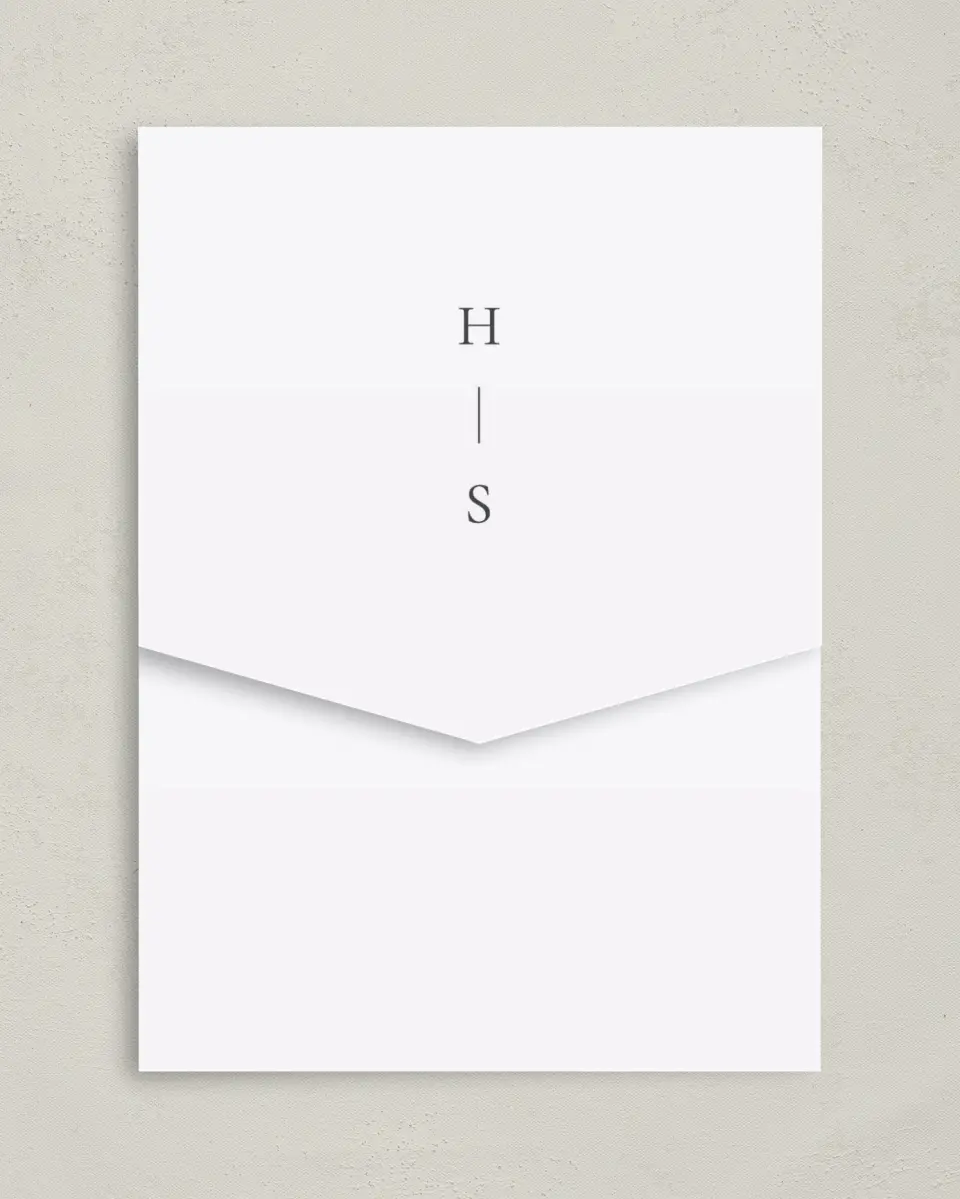 This is a 5¼" x 7¼" Folded Pocket Wedding Invitation called Quiet Scene printed in full color on Premium Smooth paper