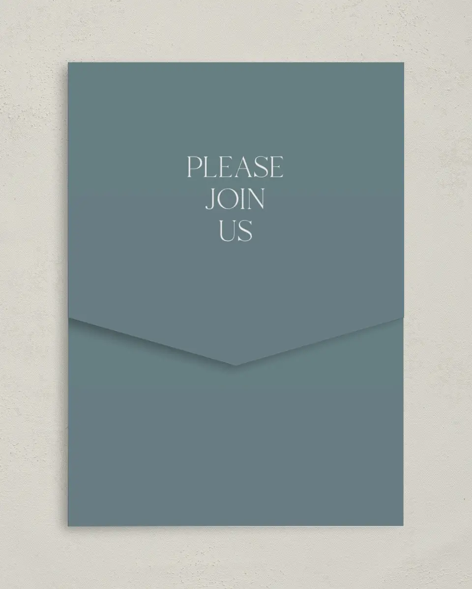 This is a 5¼" x 7¼" Folded Pocket Wedding Invitation called The Ashlynn printed in full color on Premium Smooth paper