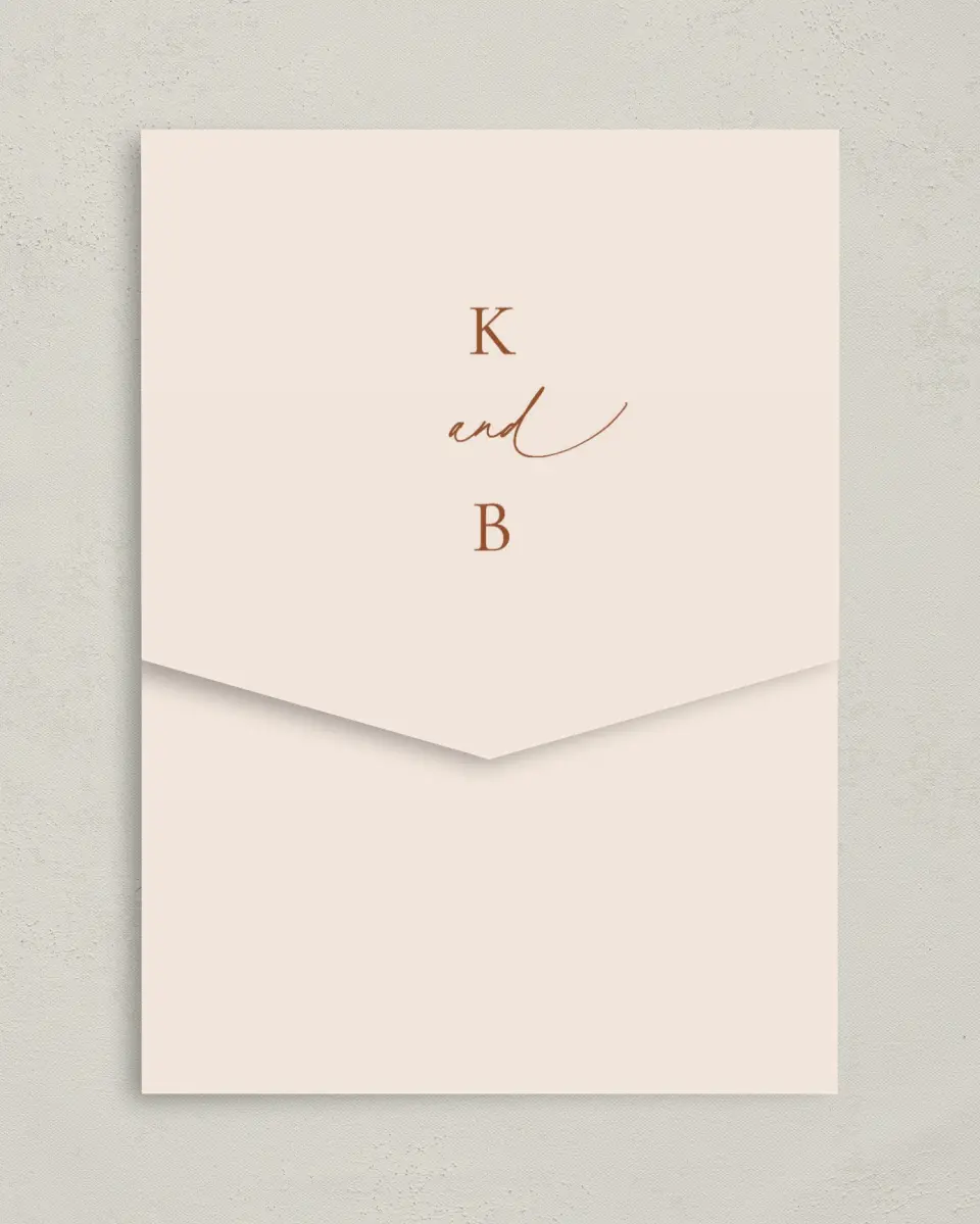 This is a 5¼" x 7¼" Folded Pocket Wedding Invitation called The Kyleigh printed in full color on Premium Smooth paper