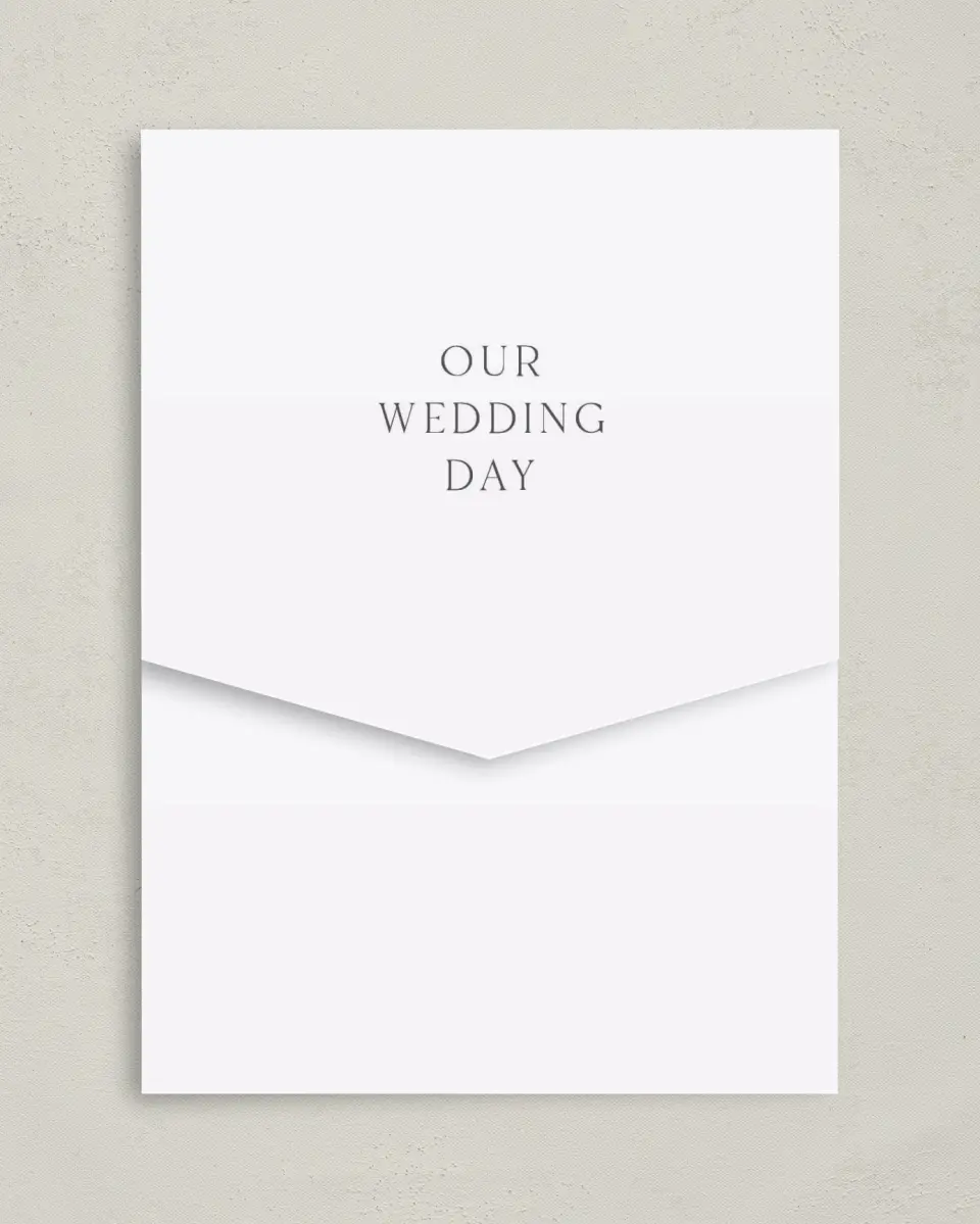 This is a 5¼" x 7¼" Folded Pocket Wedding Invitation called Graceful Petals printed in full color on Premium Smooth paper