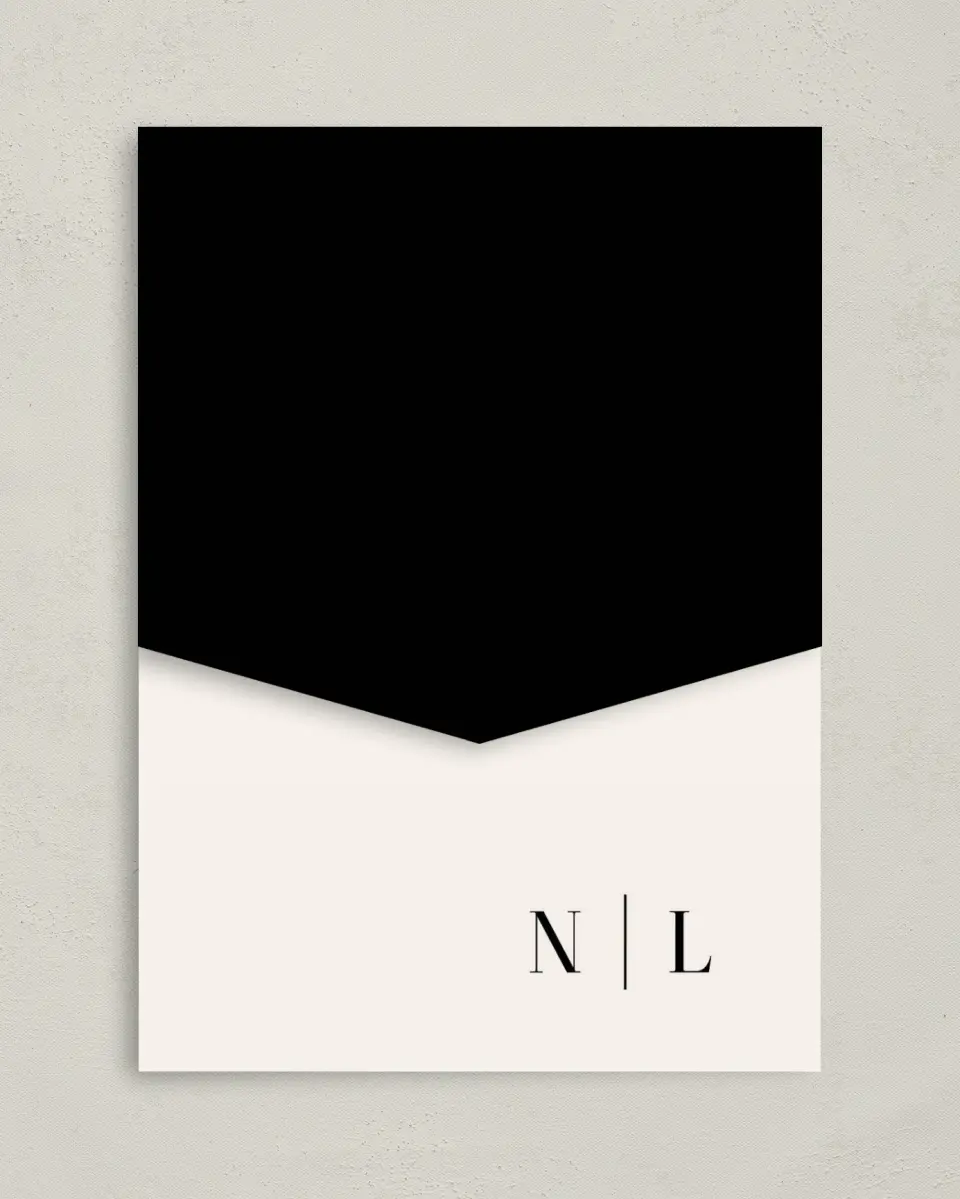 This is a 5¼" x 7¼" Folded Pocket Wedding Invitation called The Nicole printed in full color on Premium Smooth paper