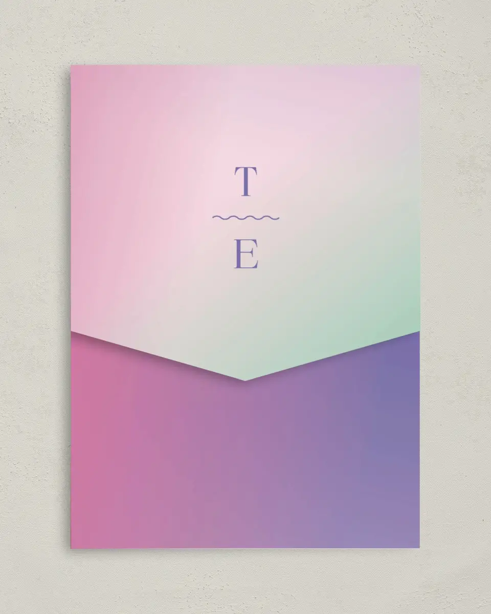 This is a 5¼" x 7¼" Folded Pocket Wedding Invitation called The Taylor printed in full color on Premium Smooth paper
