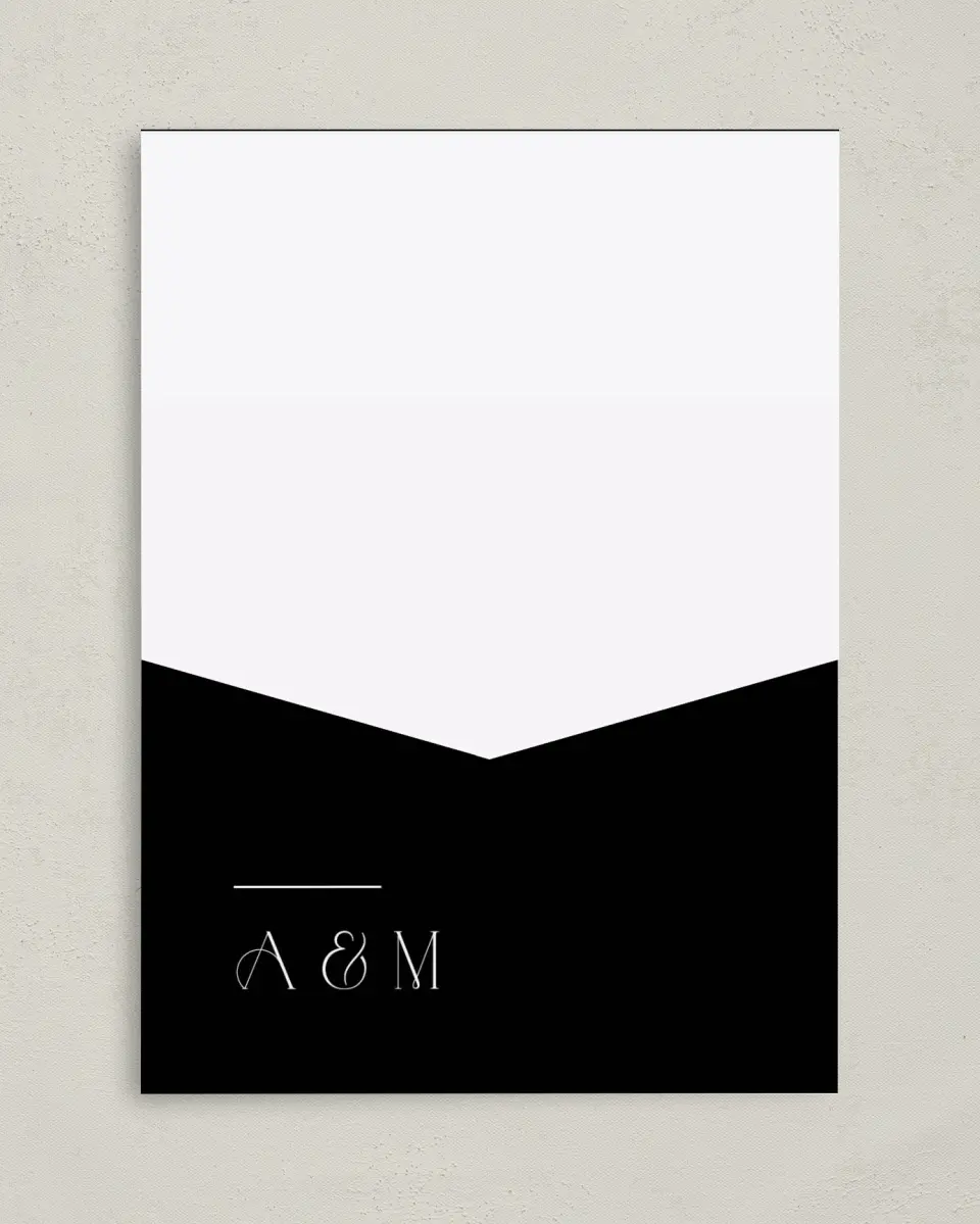 This is a 5¼" x 7¼" Folded Pocket Wedding Invitation called The Amber printed in full color on Premium Smooth paper
