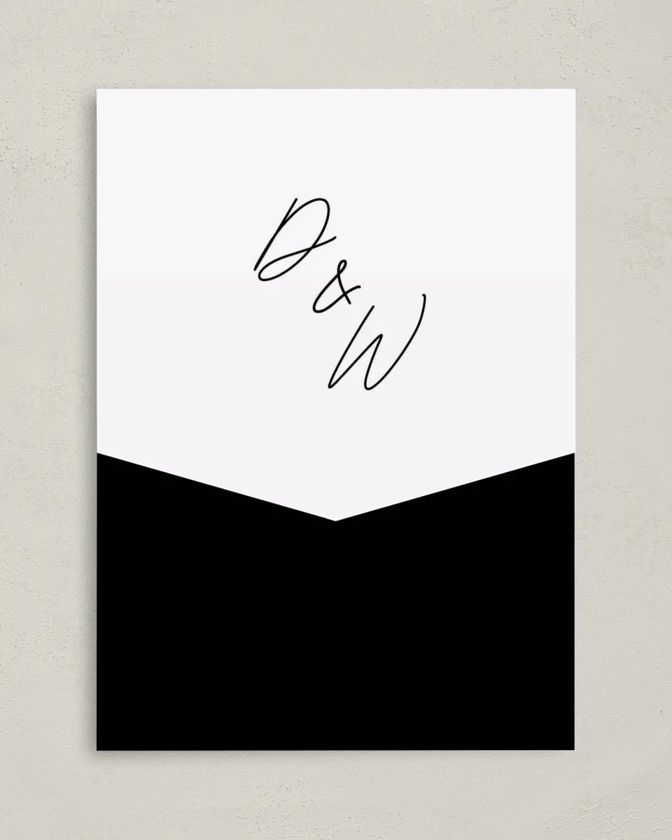 This is a 5¼" x 7¼" Folded Pocket Wedding Invitation called Scripted Love printed in full color on Premium Smooth paper