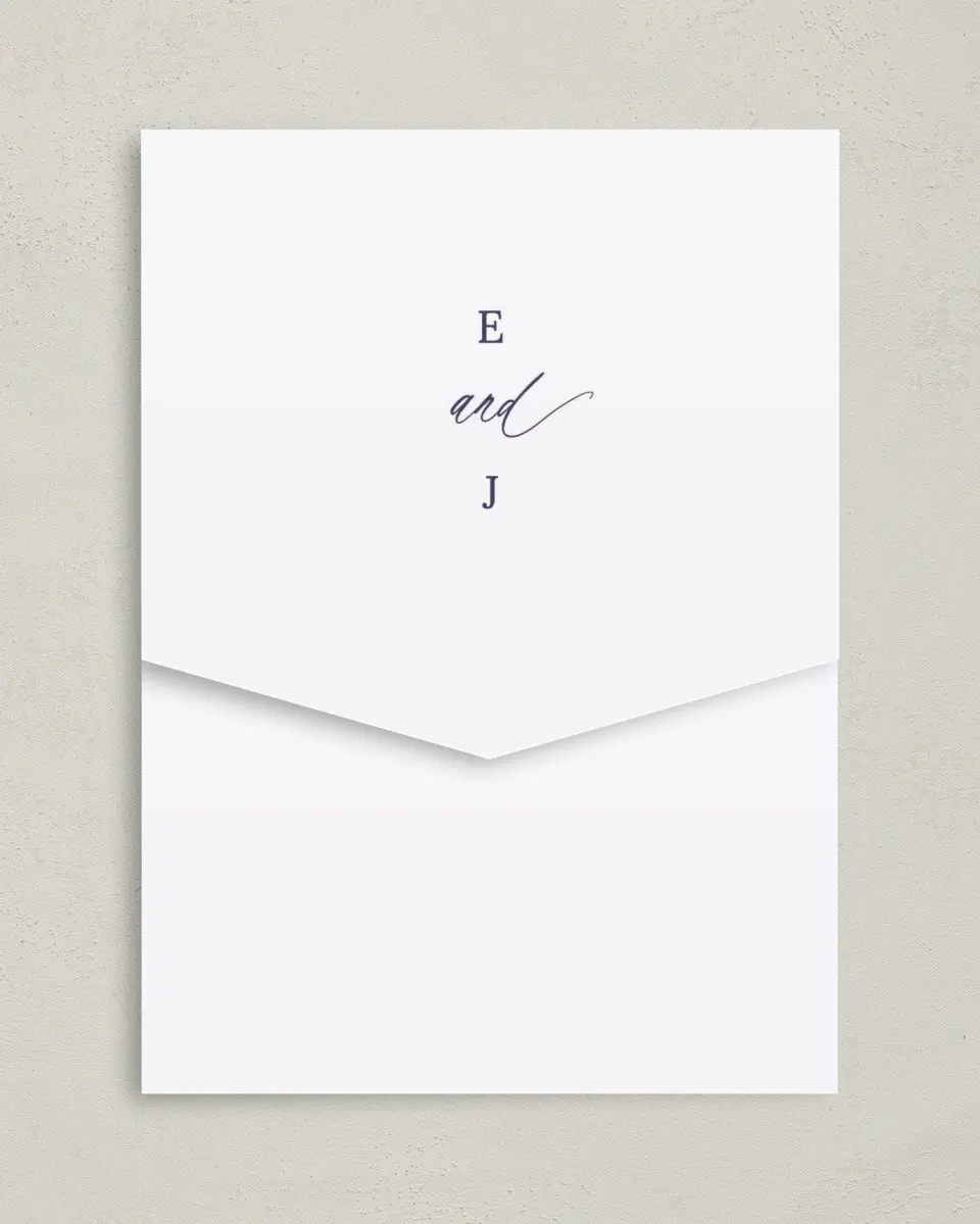 This is a 5¼" x 7¼" Folded Pocket Wedding Invitation called Euphoric Frame printed in full color on Premium Smooth paper