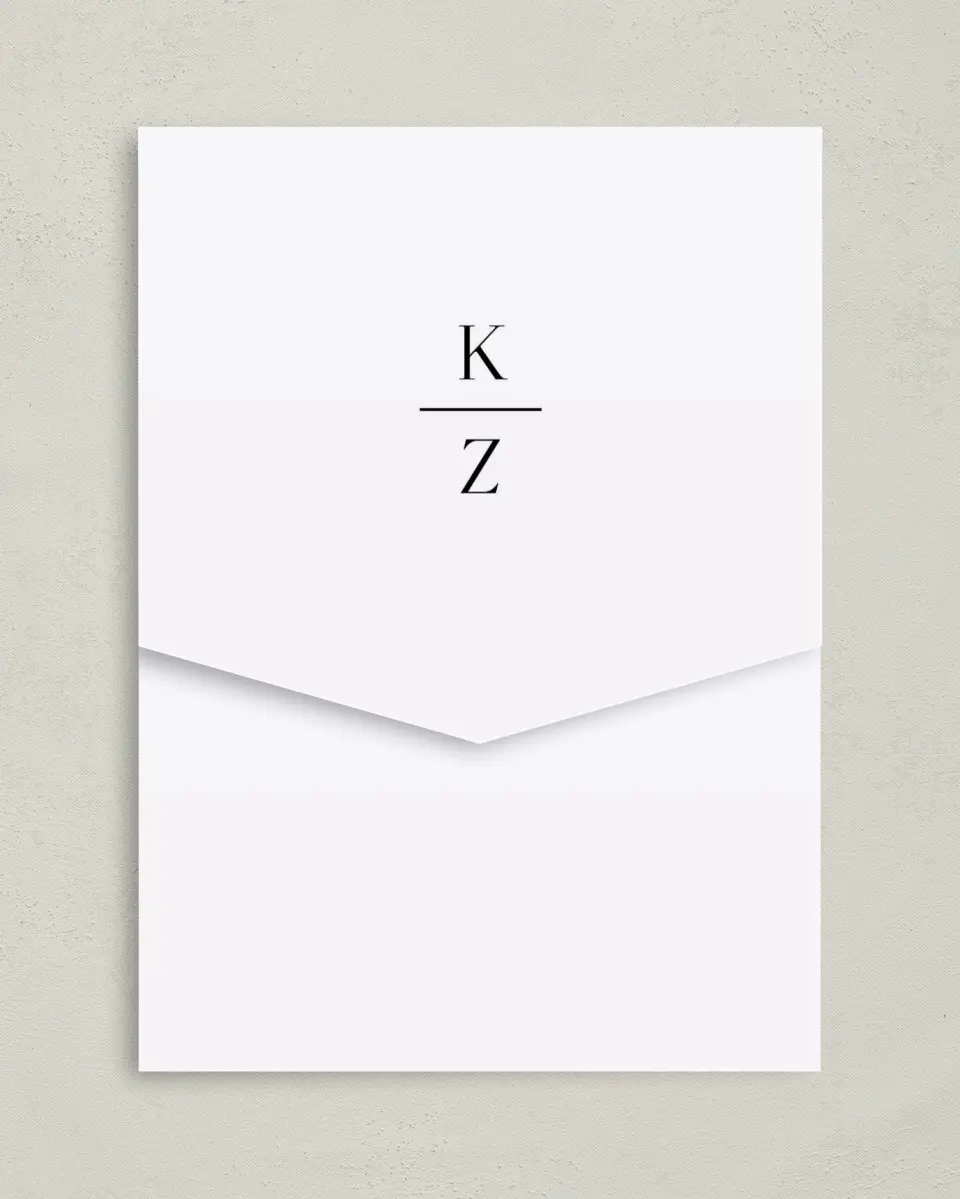 This is a 5¼" x 7¼" Folded Pocket Wedding Invitation called Picturesque printed in full color on Premium Smooth paper