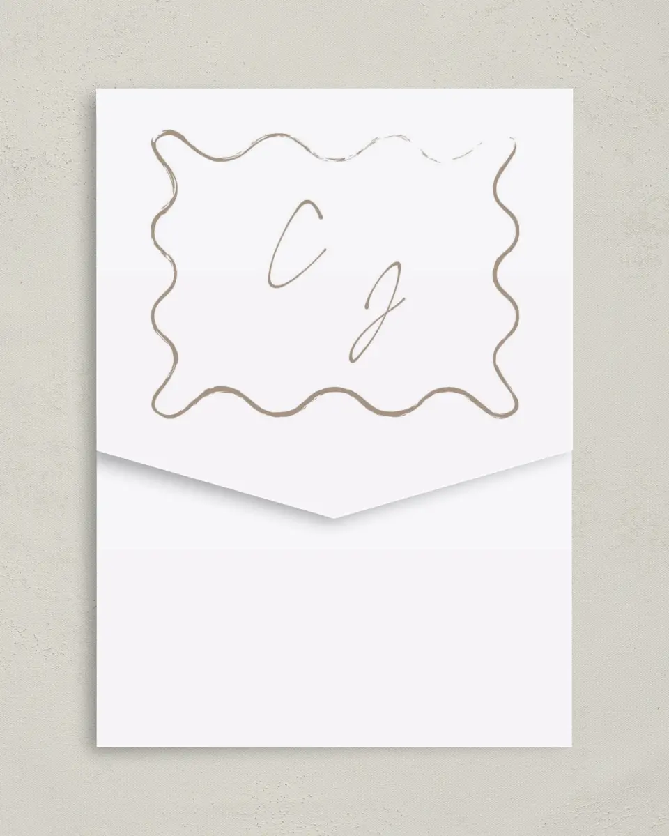 This is a 5¼" x 7¼" Folded Pocket Wedding Invitation called Romantic Sketch printed in full color on Premium Smooth paper