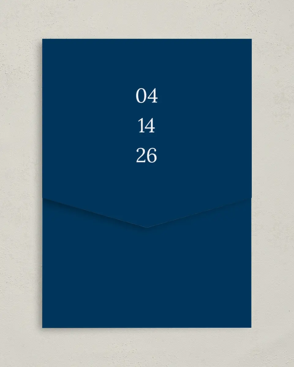 This is a 5¼" x 7¼" Folded Pocket Wedding Invitation called Wildest Dream printed in full color on Premium Smooth paper