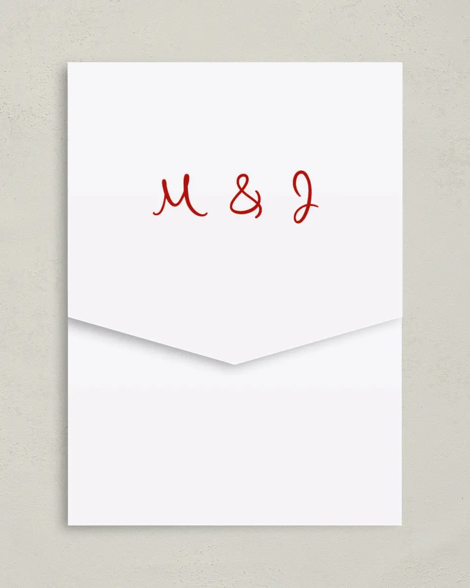 This is a 5¼" x 7¼" Folded Pocket Wedding Invitation called Love Birds printed in full color on Premium Smooth paper