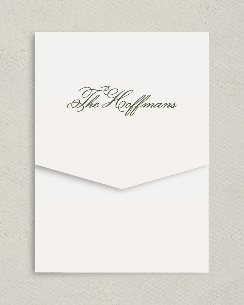 This is a 5¼" x 7¼" Folded Pocket Wedding Invitation called Aloha Amore printed in full color on Premium Smooth paper
