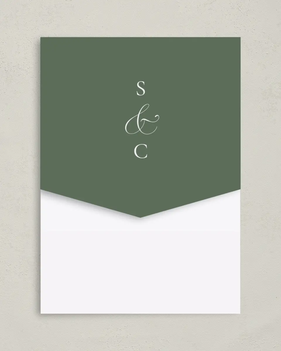 This is a 5¼" x 7¼" Folded Pocket Wedding Invitation called Elegant Frame printed in full color on Premium Smooth paper
