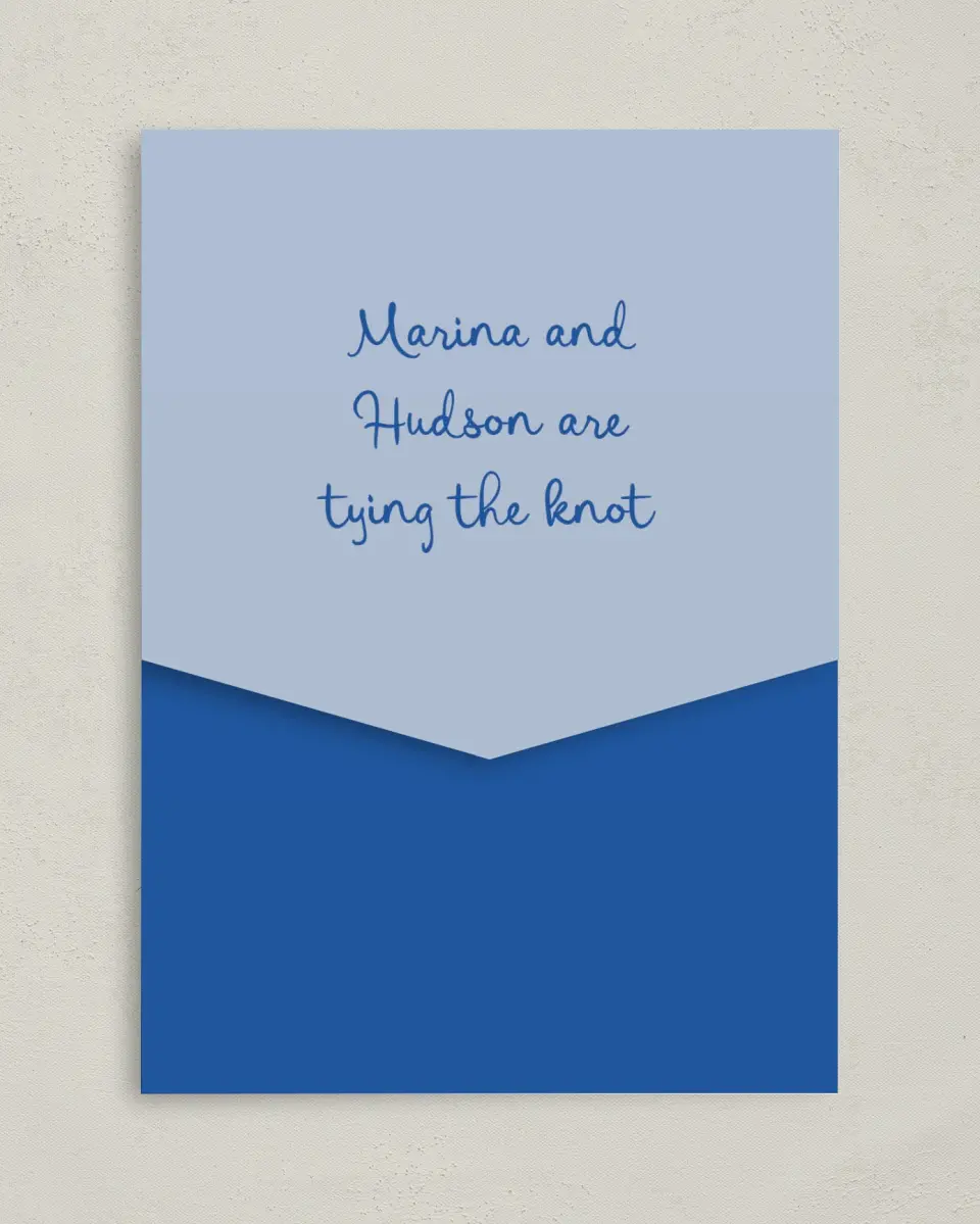 This is a 5¼" x 7¼" Folded Pocket Wedding Invitation called Abyssal Love printed in full color on Premium Smooth paper