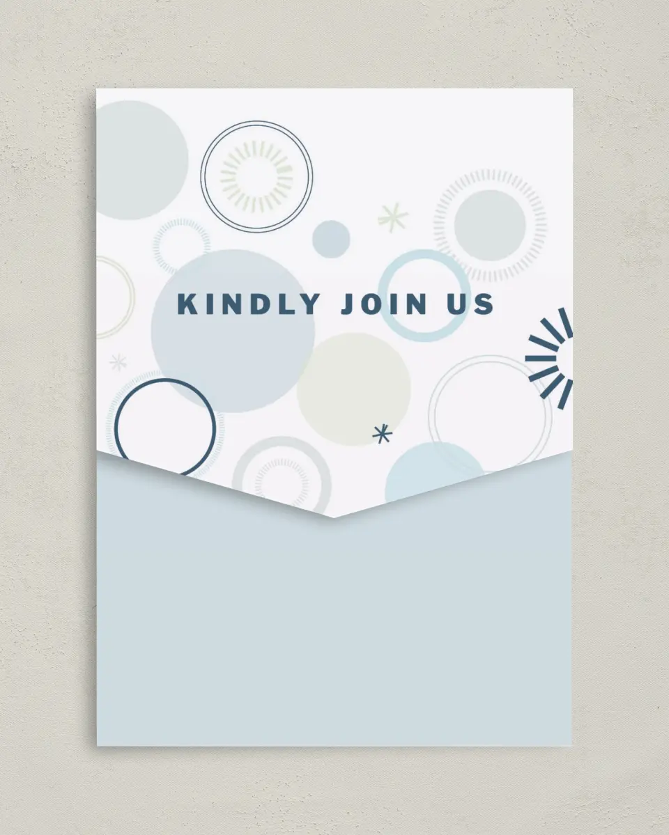 This is a 5¼" x 7¼" Folded Pocket Gala Invitation called Popular Spot printed in full color on Premium Smooth paper